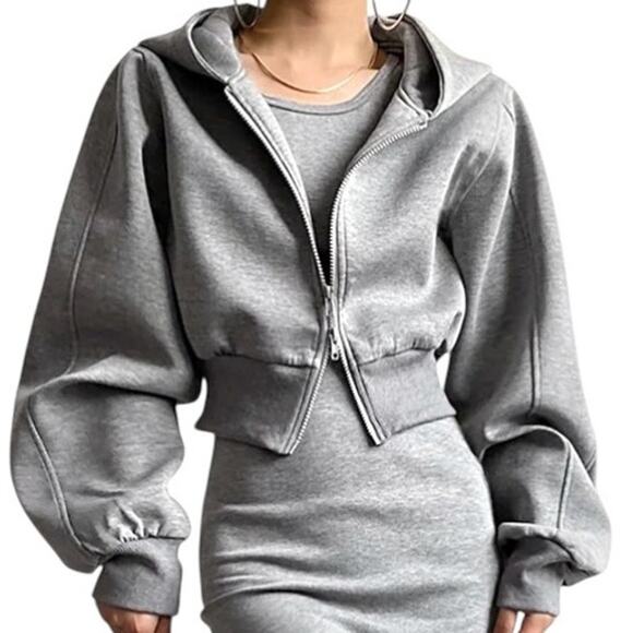 Commense large cropped hoodie sweatshirt double zip SP 2674 - Picture 1 of 13